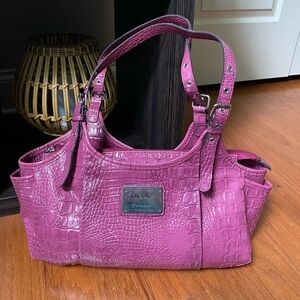Nicole Pink Shoulder Bag with Crocodile Embossed Finish